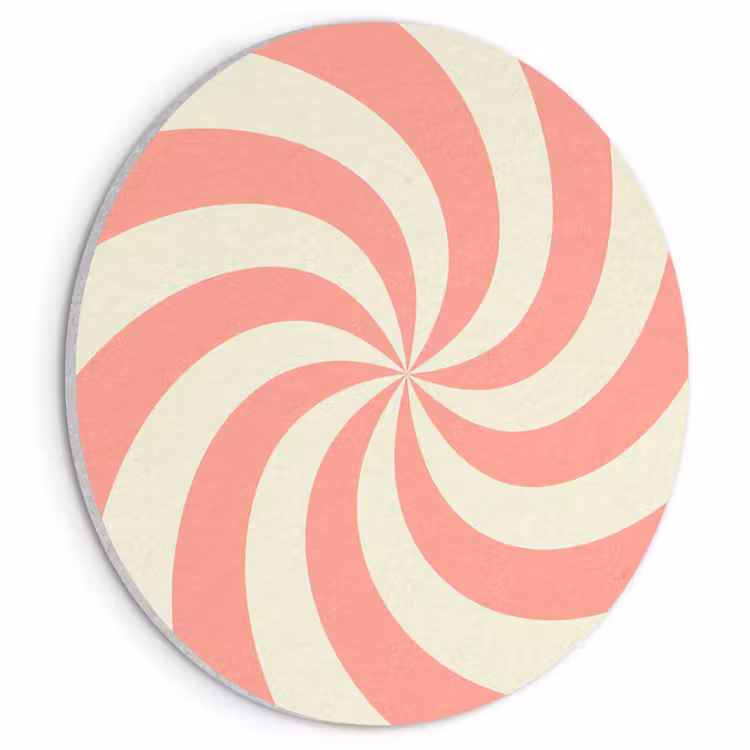 Akoestisch schilderij rond - Spiraal - Patroon - Abstract - Roze - Beige — 1