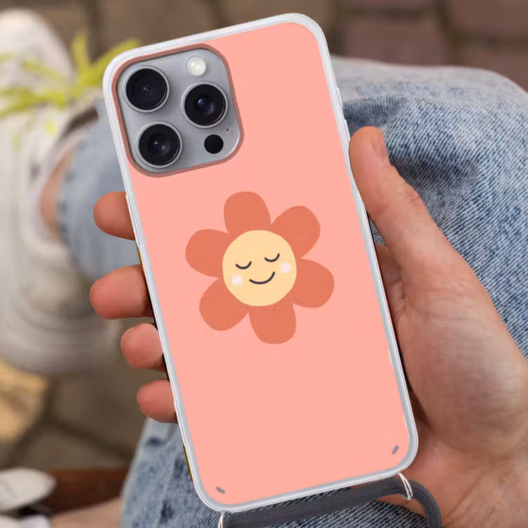 Telefoonhoesje met koord - Bloemen - Tekenfilm - Kind - Roze — 2