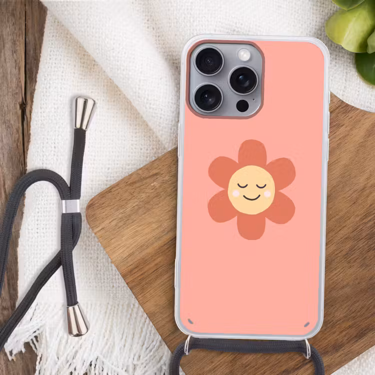 Telefoonhoesje met koord - Bloemen - Tekenfilm - Kind - Roze — 3