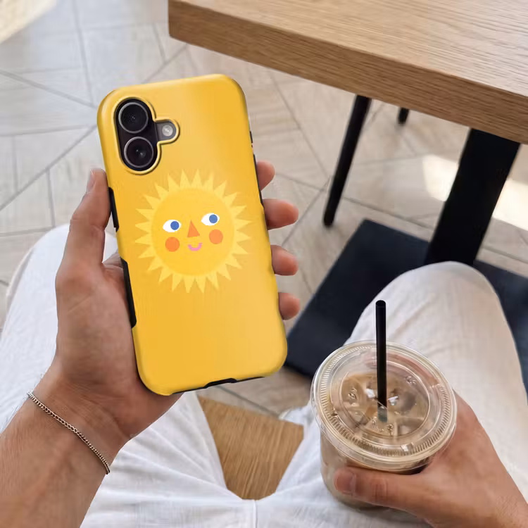 Telefoonhoesje Toughcase - Zon - Gezicht - Zomer - Illustratie - Geel — 4