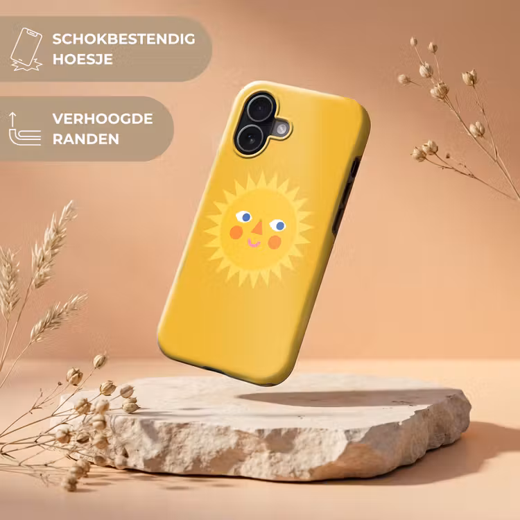 Telefoonhoesje Toughcase - Zon - Gezicht - Zomer - Illustratie - Geel — 5