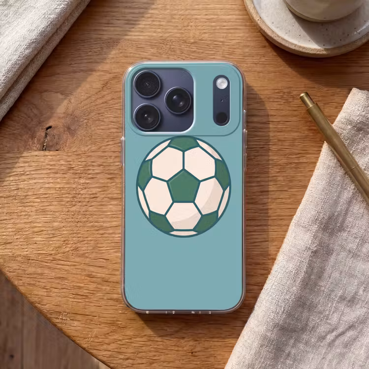 Telefoonhoesje - Voetbal - Geometrisch - Sport - Illustratie - Blauwgroen — 2