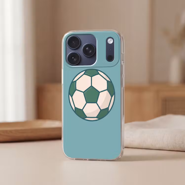 Telefoonhoesje - Voetbal - Geometrisch - Sport - Illustratie - Blauwgroen — 3