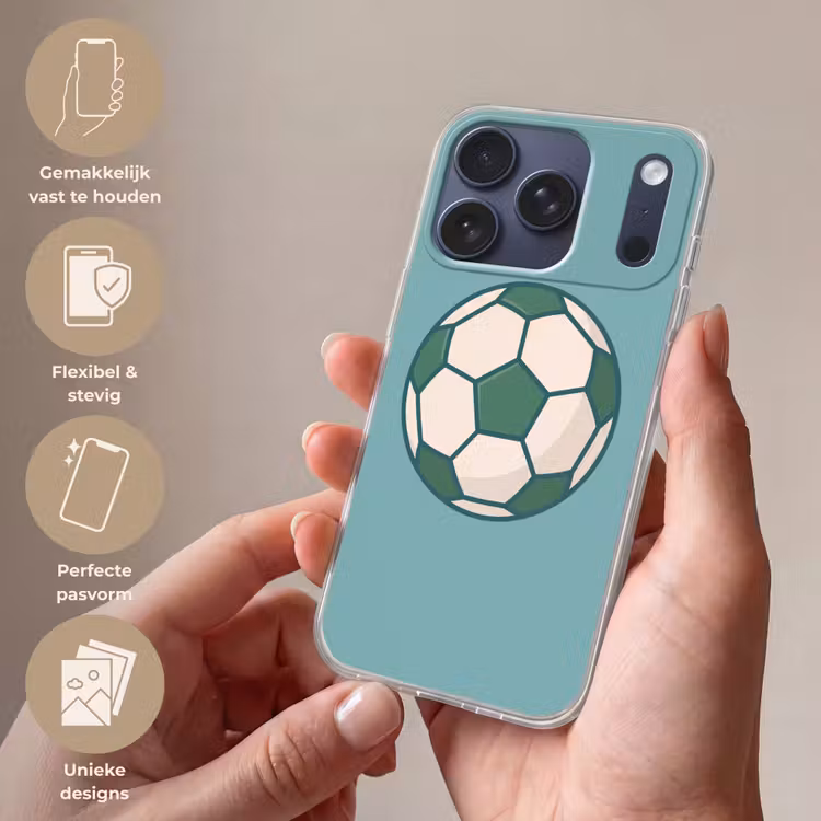 Telefoonhoesje - Voetbal - Geometrisch - Sport - Illustratie - Blauwgroen — 4