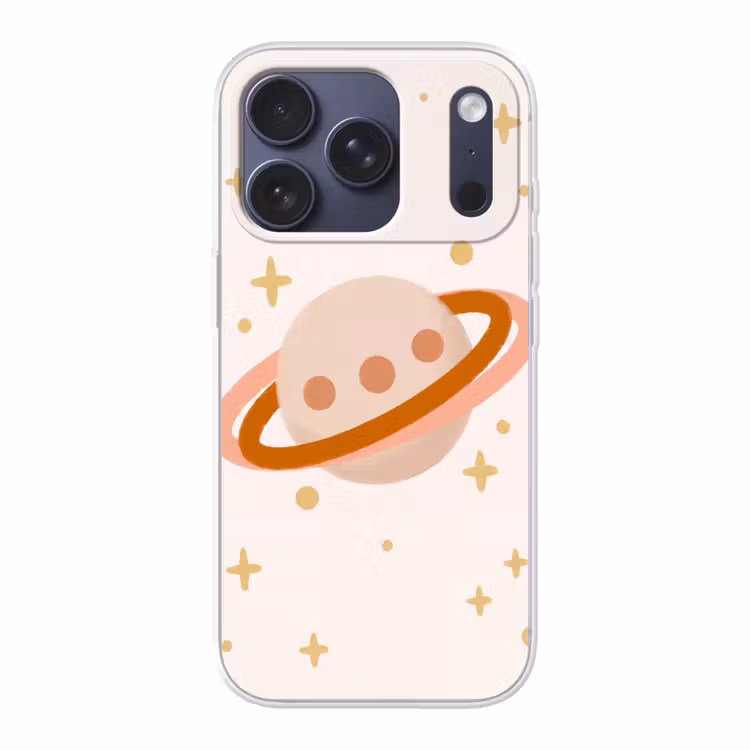 Telefoonhoesje - Planeet - Ringen - Ruimte - Illustratie - Beige — 1