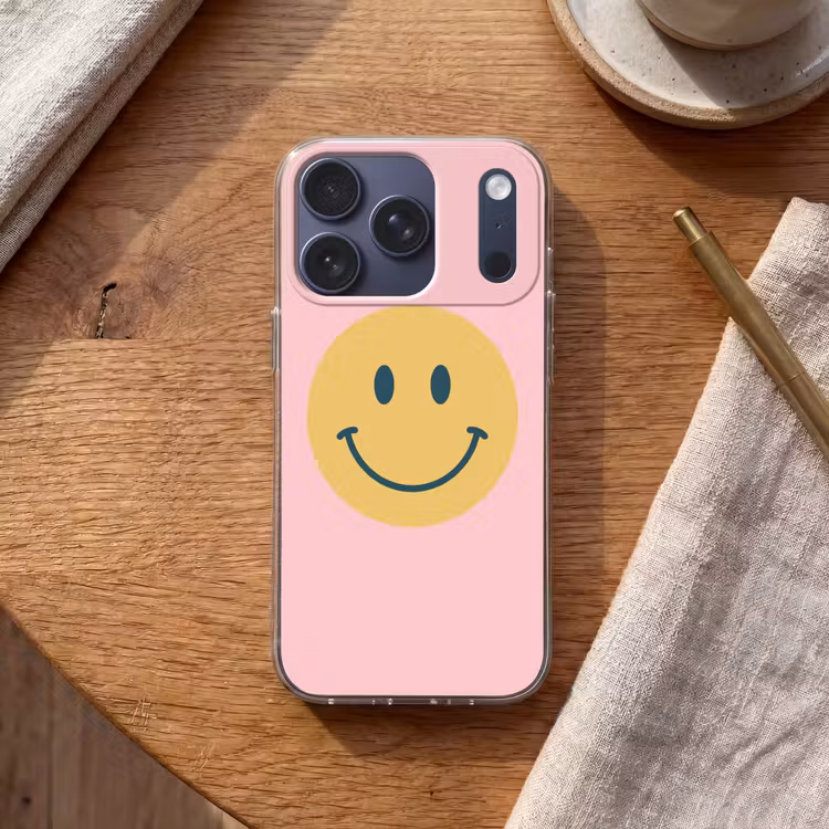 Telefoonhoesje - Smiley - Geel - Roze - Symbool - Minimalistisch — 2