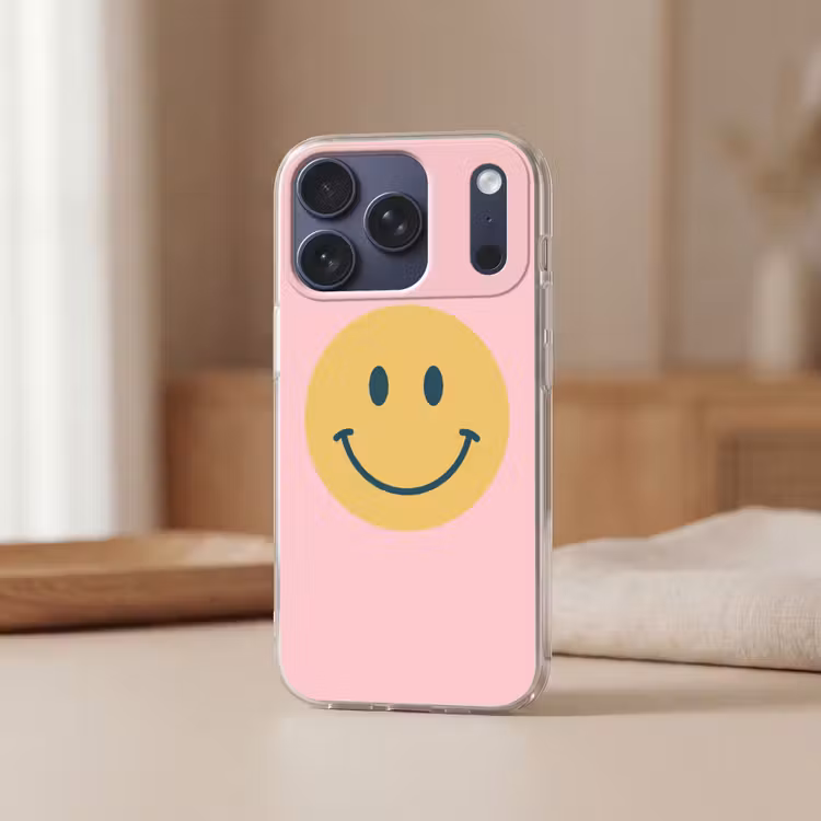 Telefoonhoesje - Smiley - Geel - Roze - Symbool - Minimalistisch — 3