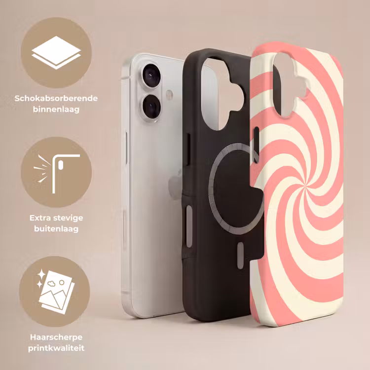 Telefoonhoesje Toughcase - Spiraal - Patroon - Abstract - Roze - Beige — 3