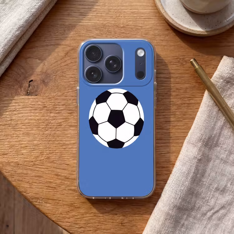 Telefoonhoesje - Voetbal - Zwart-wit - Sport - Illustratie - Blauw — 2