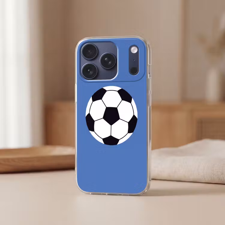 Telefoonhoesje - Voetbal - Zwart-wit - Sport - Illustratie - Blauw — 3