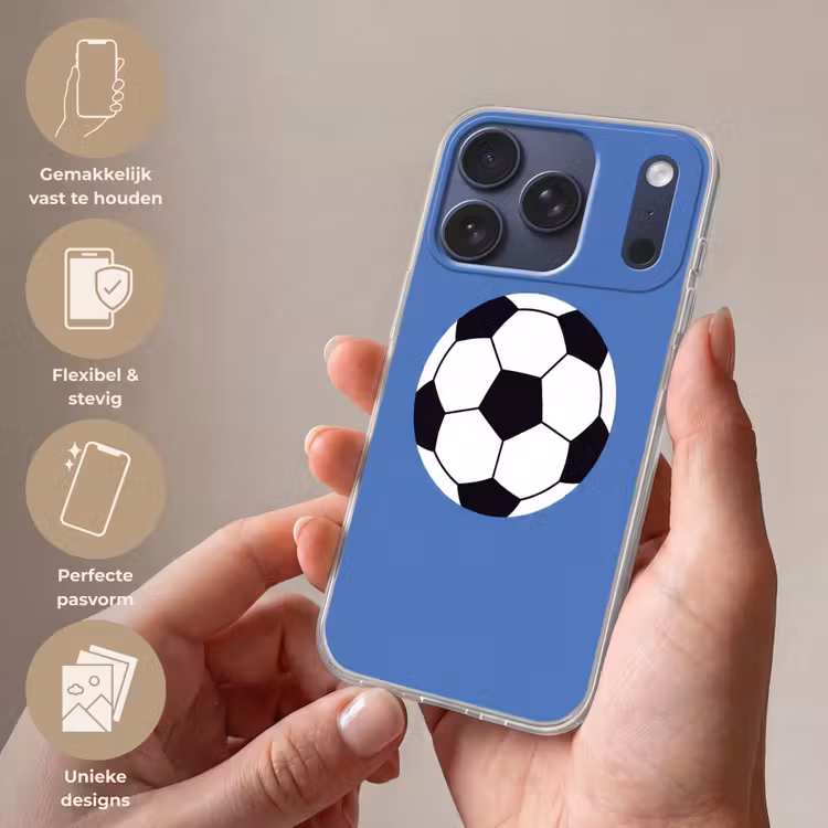 Telefoonhoesje - Voetbal - Zwart-wit - Sport - Illustratie - Blauw — 4