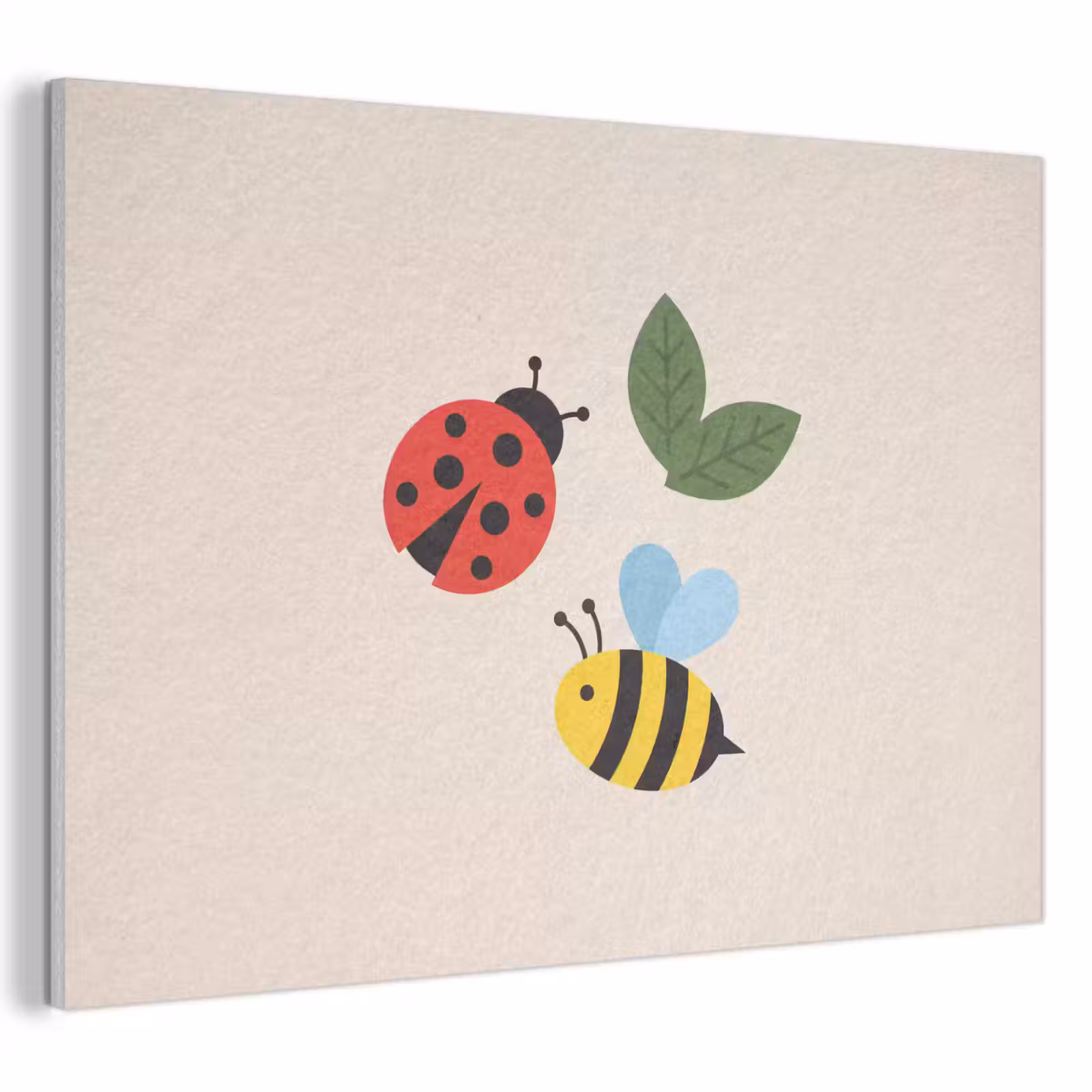 Akoestisch schilderij - Insect - Blad - Natuur - Speels - Illustratie — 1