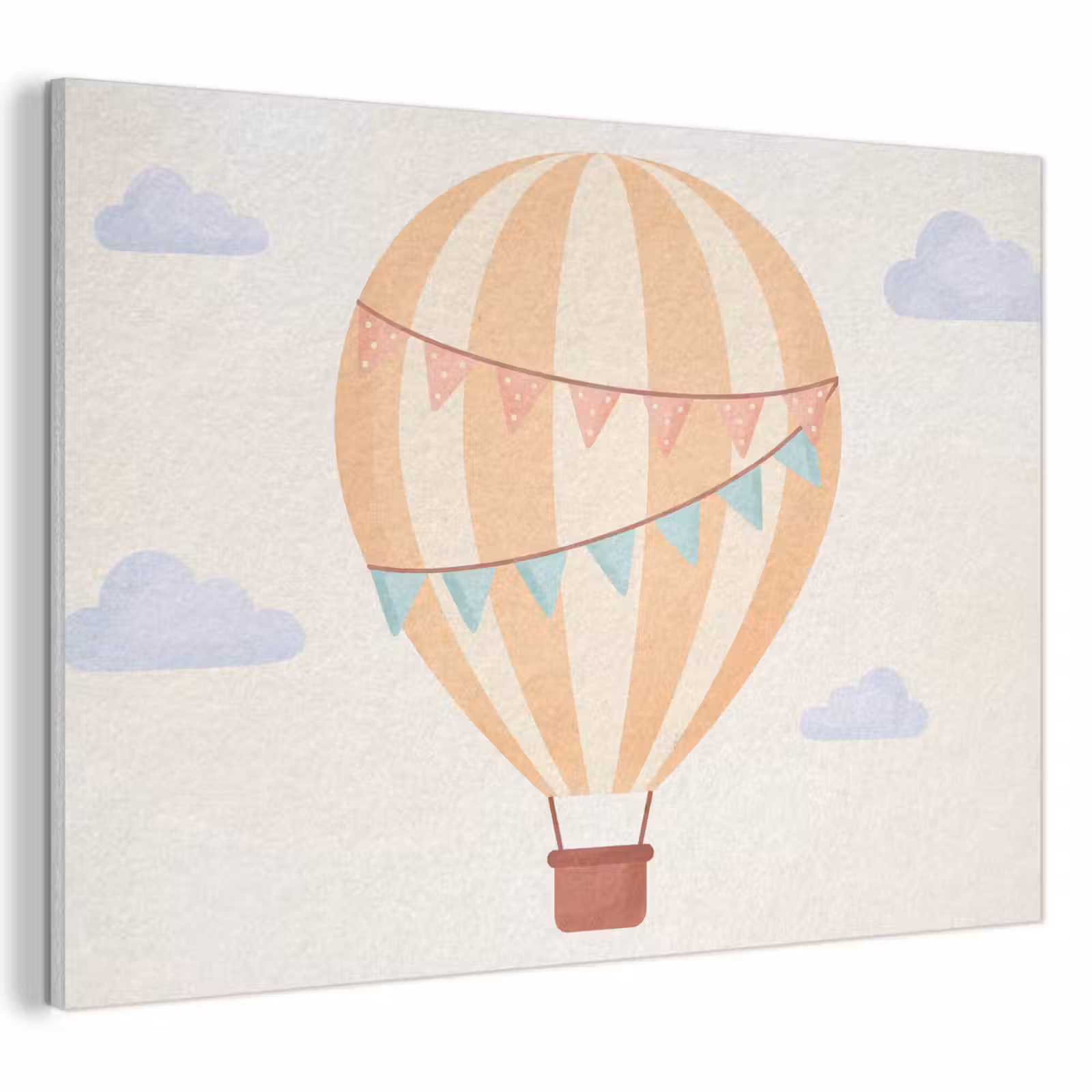 Akoestisch schilderij - Luchtballon - Wolken - Illustratie - Zacht - Kinderkamer — 1