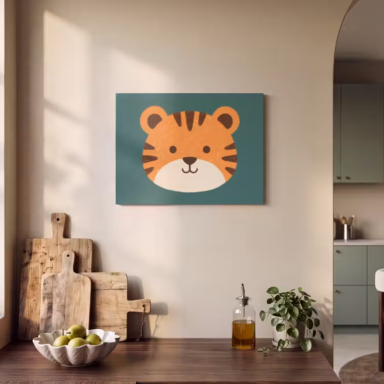 Akoestisch schilderij - Dieren - Kop - Oranje - Illustratie - Modern — 3