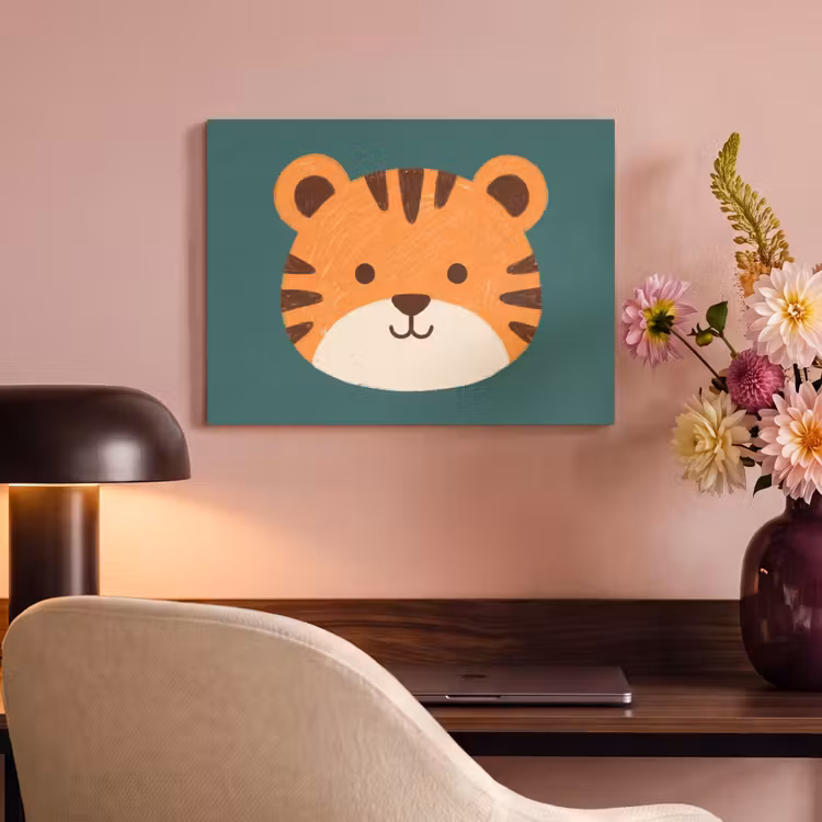 Akoestisch schilderij - Dieren - Kop - Oranje - Illustratie - Modern — 4
