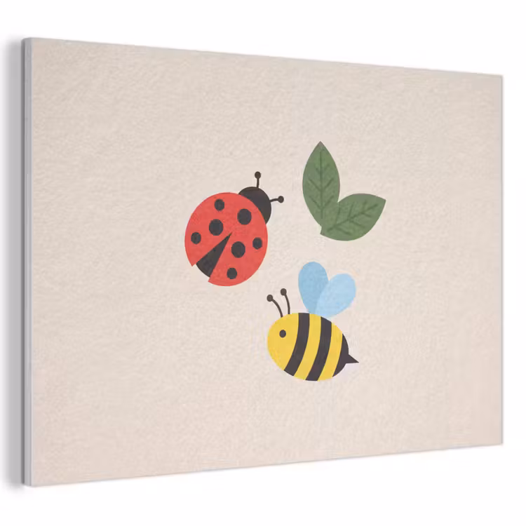 Akoestisch schilderij - Insect - Blad - Natuur - Speels - Illustratie — 1