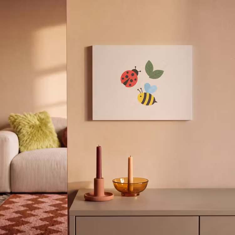 Akoestisch schilderij - Insect - Blad - Natuur - Speels - Illustratie — 2