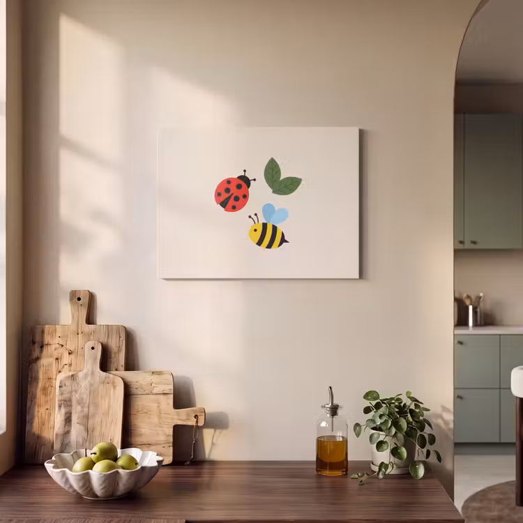 Akoestisch schilderij - Insect - Blad - Natuur - Speels - Illustratie — 3