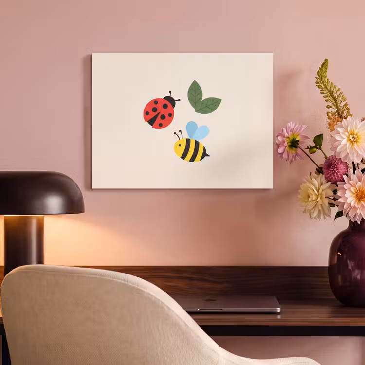Akoestisch schilderij - Insect - Blad - Natuur - Speels - Illustratie — 4
