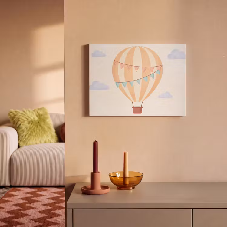 Akoestisch schilderij - Luchtballon - Wolken - Illustratie - Zacht - Kinderkamer — 2