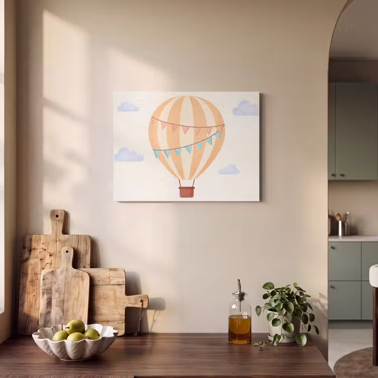 Akoestisch schilderij - Luchtballon - Wolken - Illustratie - Zacht - Kinderkamer — 3