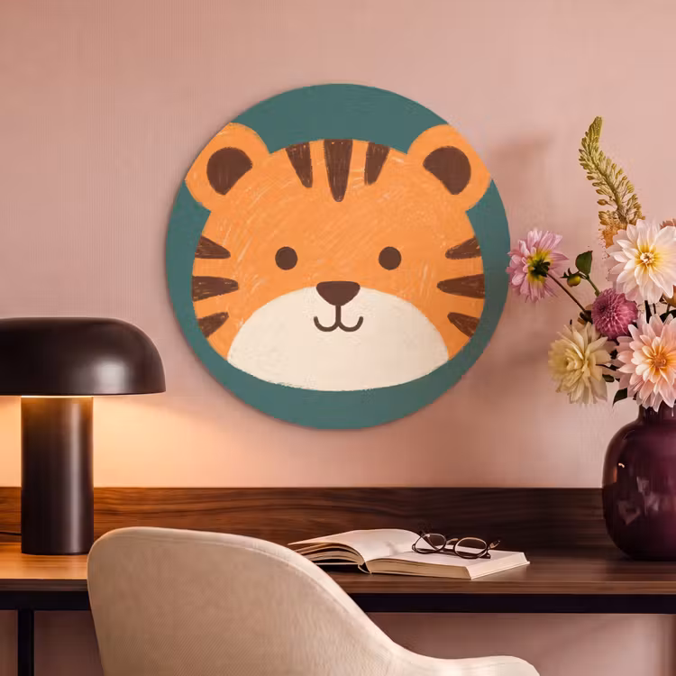 Akoestisch schilderij rond - Dieren - Kop - Oranje - Illustratie - Modern — 2