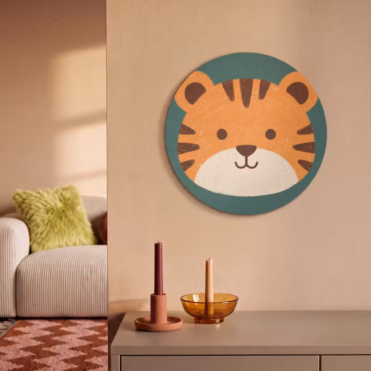 Akoestisch schilderij rond - Dieren - Kop - Oranje - Illustratie - Modern — 3