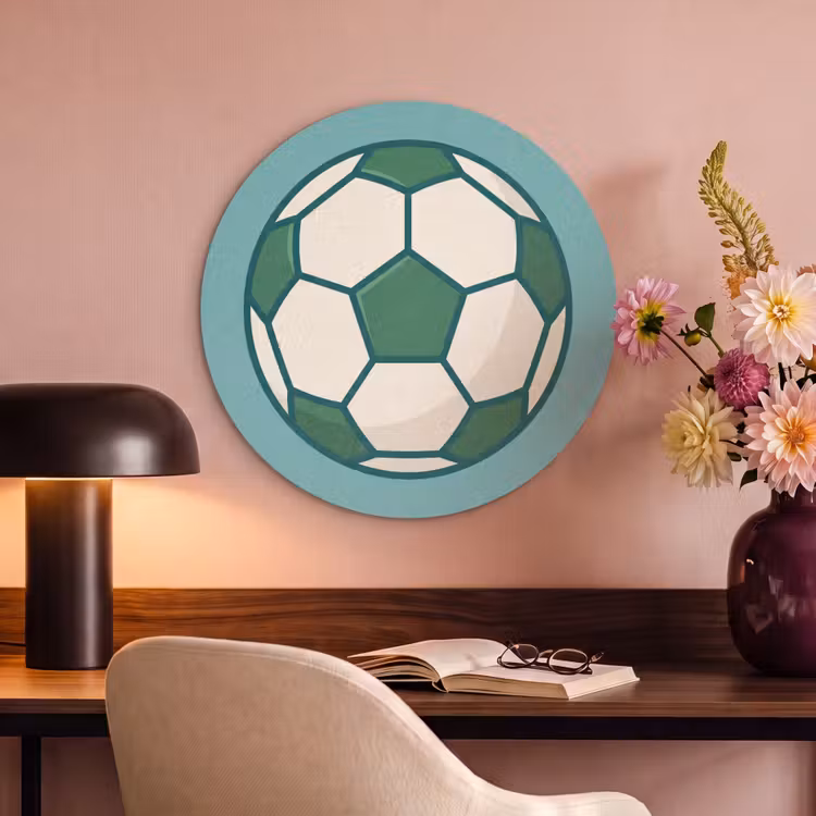 Akoestisch schilderij rond - Voetbal - Geometrisch - Sport - Illustratie - Blauwgroen — 2