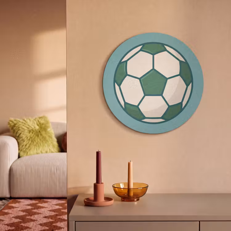 Akoestisch schilderij rond - Voetbal - Geometrisch - Sport - Illustratie - Blauwgroen — 3