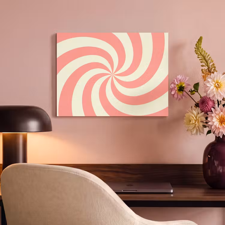 Akoestisch schilderij - Spiraal - Patroon - Abstract - Roze - Beige — 4