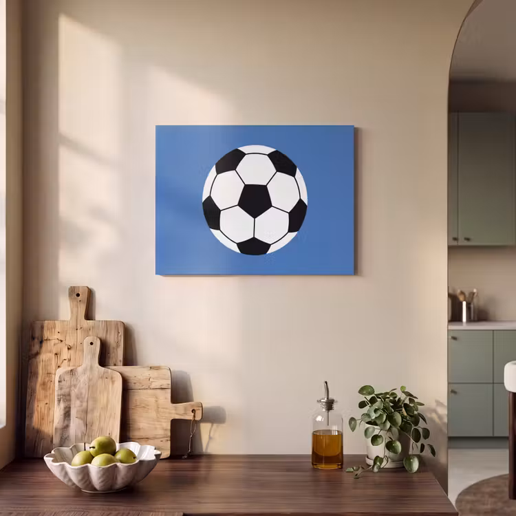 Akoestisch schilderij - Voetbal - Zwart-wit - Sport - Illustratie - Blauw — 3
