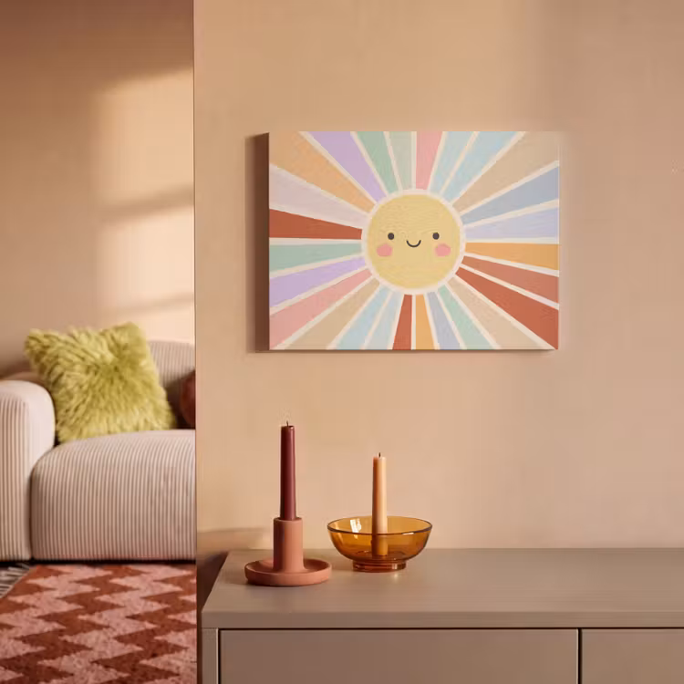 Akoestisch schilderij - Zon - Stralen - Vrolijk - Kleurrijk - Abstract — 2