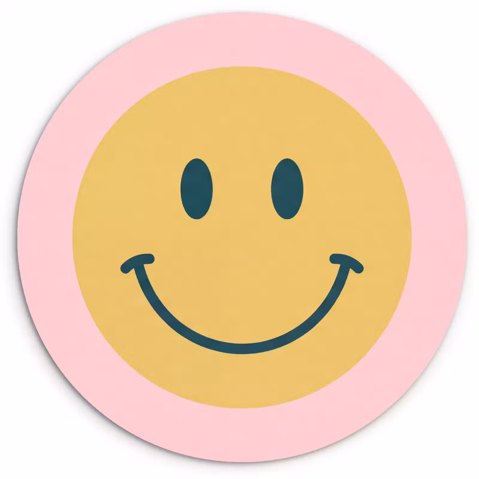 Muurcirkel glas - Smiley - Geel - Roze - Symbool - Minimalistisch — 1