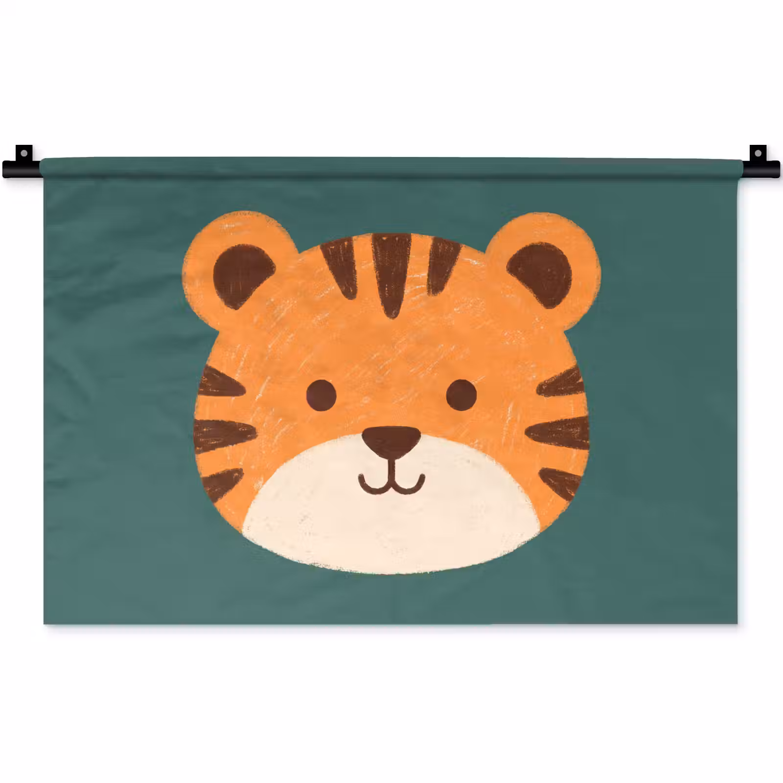 Wandkleed - Dieren - Kop - Oranje - Illustratie - Modern — 1