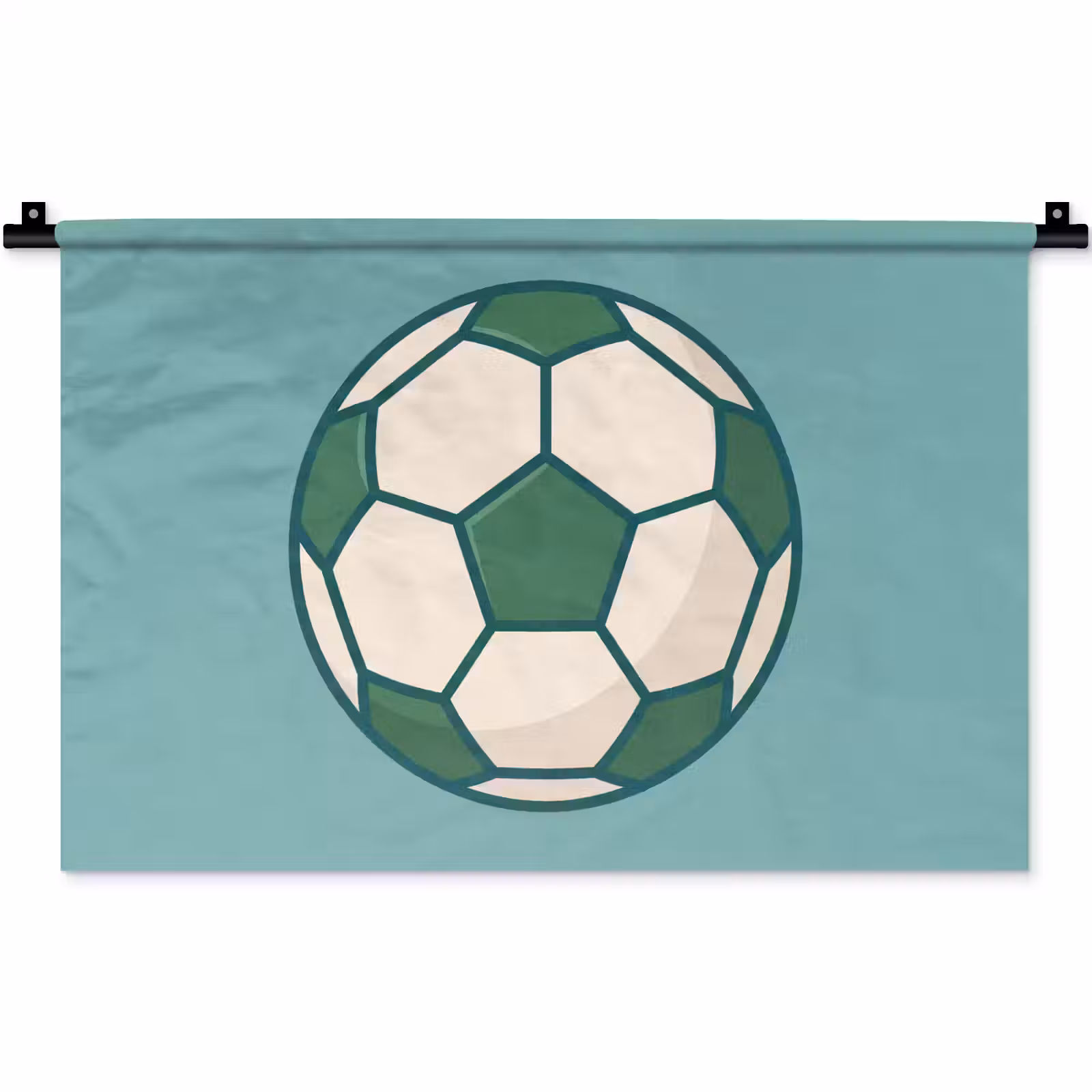 Wandkleed - Voetbal - Geometrisch - Sport - Illustratie - Blauwgroen — 1