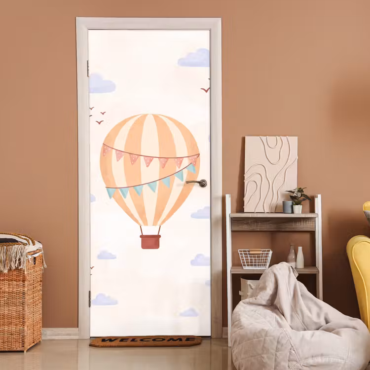 Deursticker - Luchtballon - Wolken - Illustratie - Zacht - Kinderkamer — 2