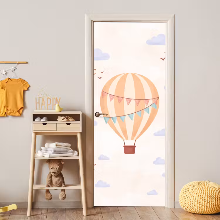 Deursticker - Luchtballon - Wolken - Illustratie - Zacht - Kinderkamer — 6