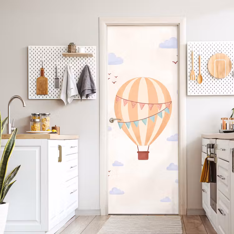 Deursticker - Luchtballon - Wolken - Illustratie - Zacht - Kinderkamer — 7