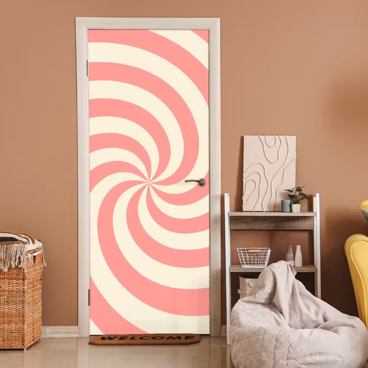 Deursticker - Spiraal - Patroon - Abstract - Roze - Beige — 2