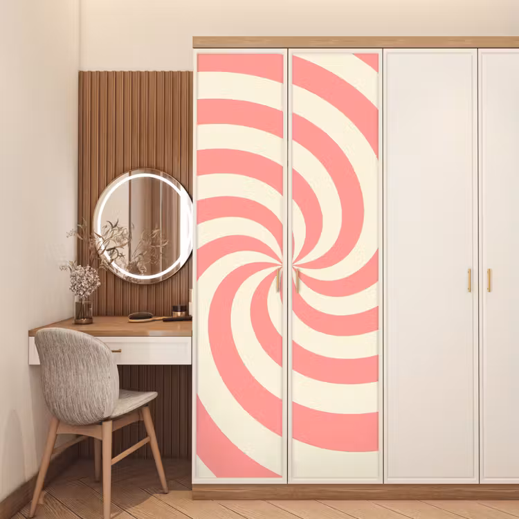 Deursticker - Spiraal - Patroon - Abstract - Roze - Beige — 5