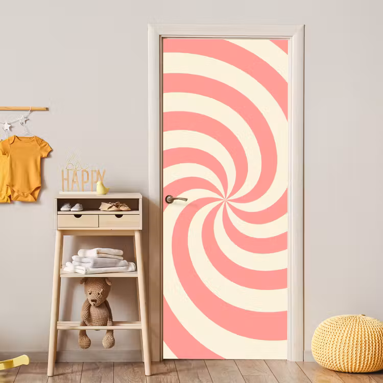 Deursticker - Spiraal - Patroon - Abstract - Roze - Beige — 6