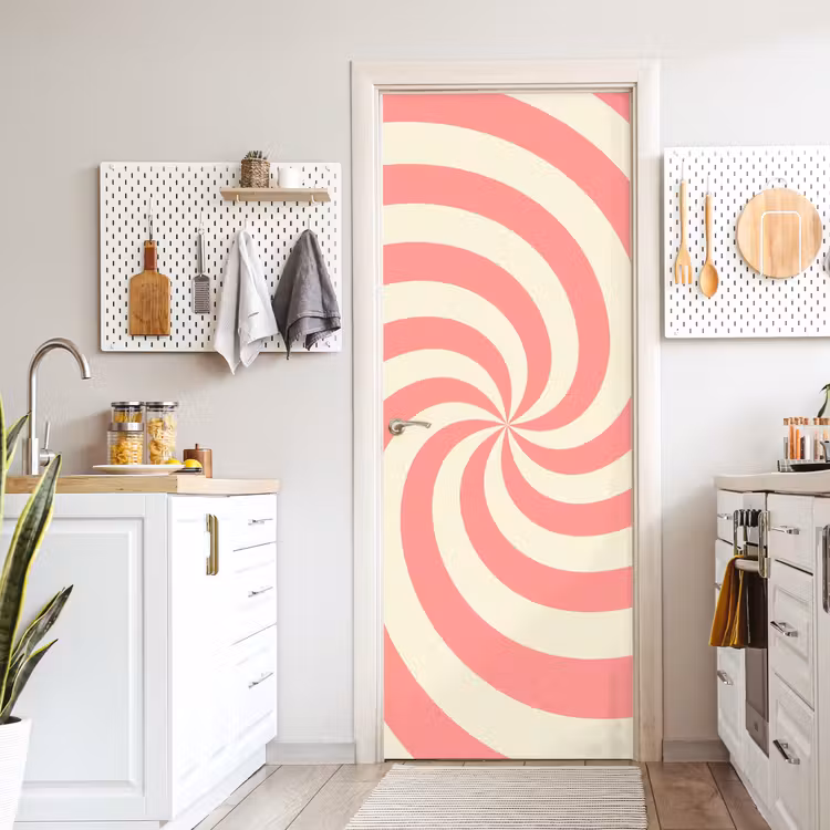 Deursticker - Spiraal - Patroon - Abstract - Roze - Beige — 7