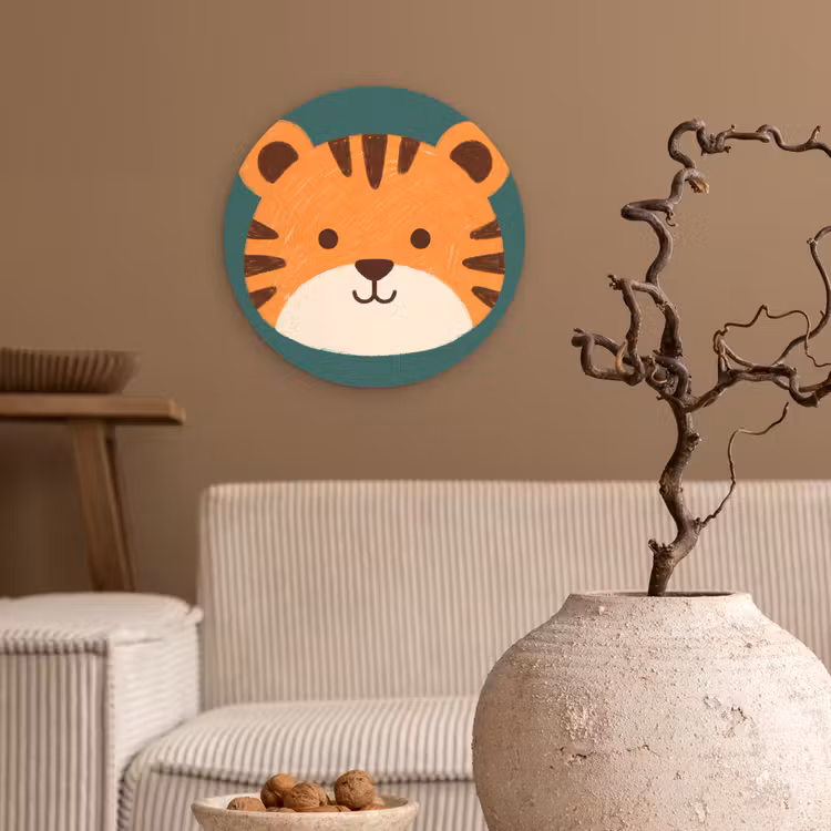 Muurcirkel glas - Dieren - Kop - Oranje - Illustratie - Modern — 2