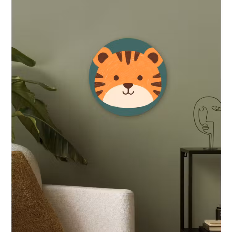 Muurcirkel glas - Dieren - Kop - Oranje - Illustratie - Modern — 3