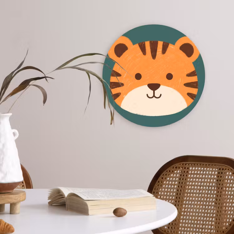 Muurcirkel glas - Dieren - Kop - Oranje - Illustratie - Modern — 4
