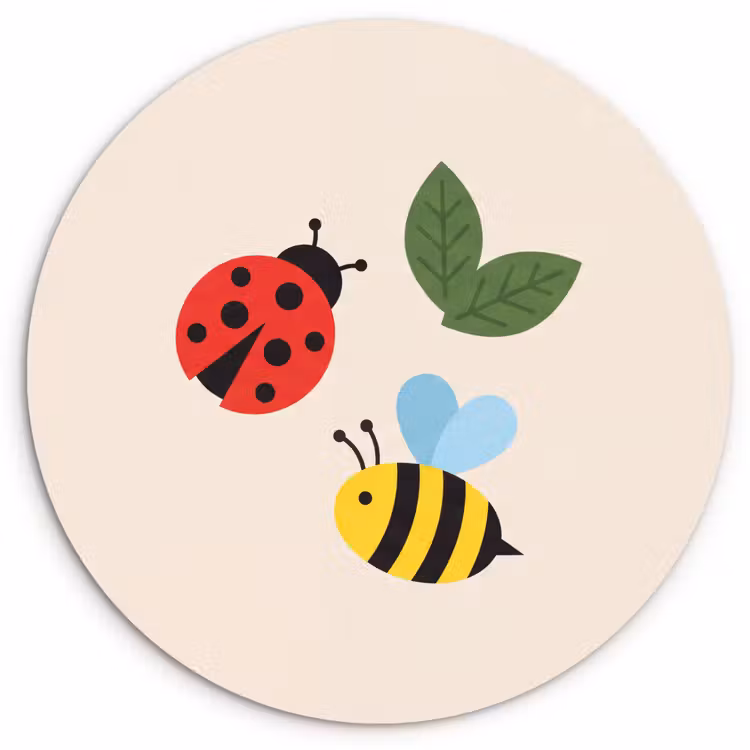 Muurcirkel glas - Insect - Blad - Natuur - Speels - Illustratie — 1