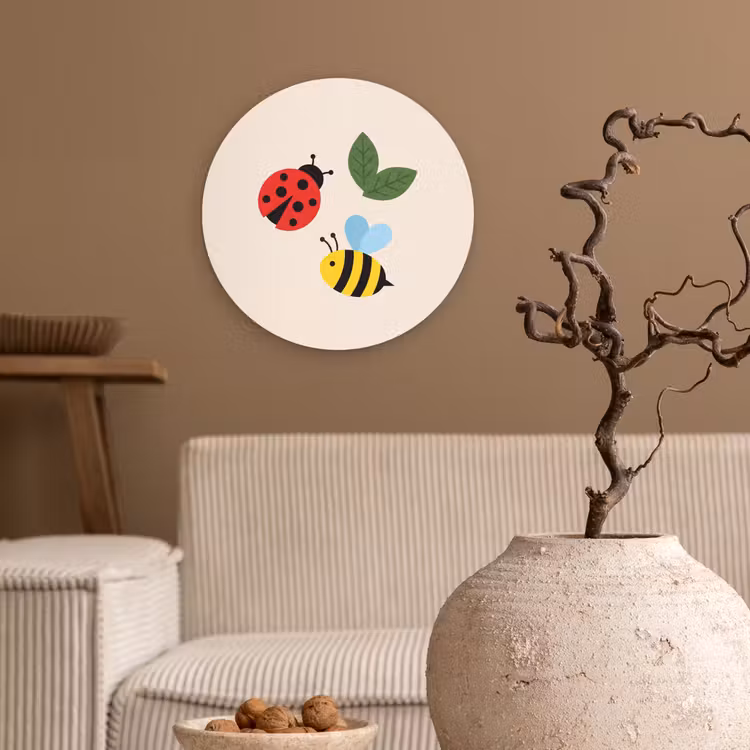 Muurcirkel glas - Insect - Blad - Natuur - Speels - Illustratie — 2