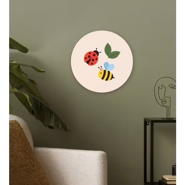 Muurcirkel glas - Insect - Blad - Natuur - Speels - Illustratie — 3