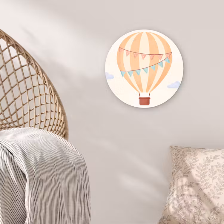 Muurcirkel glas - Luchtballon - Wolken - Illustratie - Zacht - Kinderkamer — 5