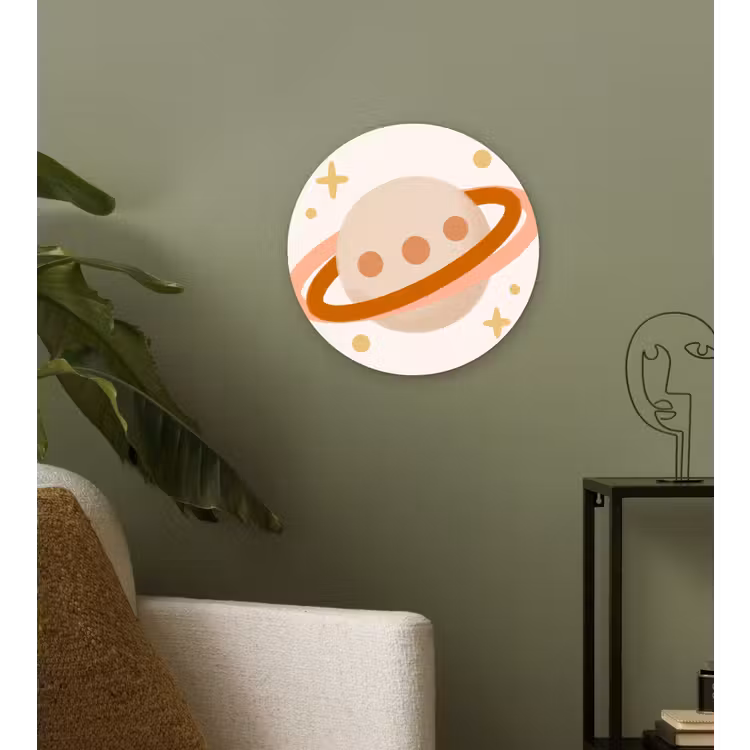 Muurcirkel glas - Planeet - Ringen - Ruimte - Illustratie - Beige — 3